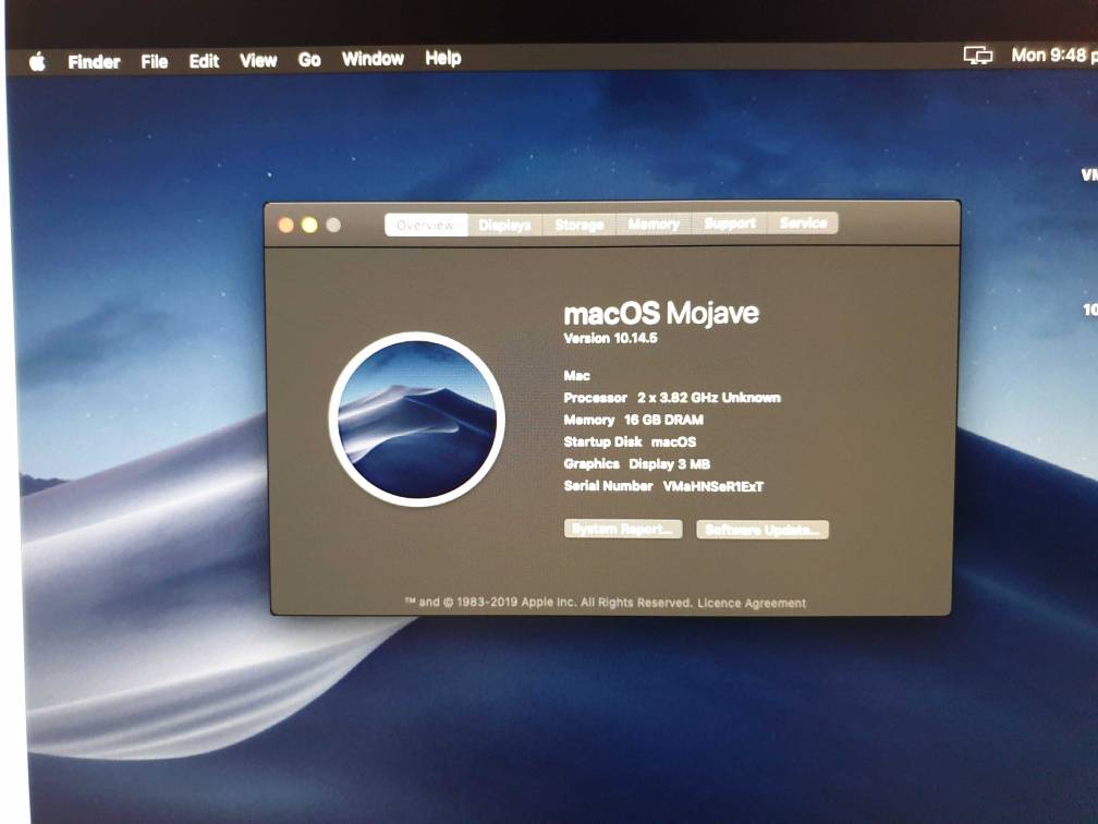 3d not supported for mac os vmware